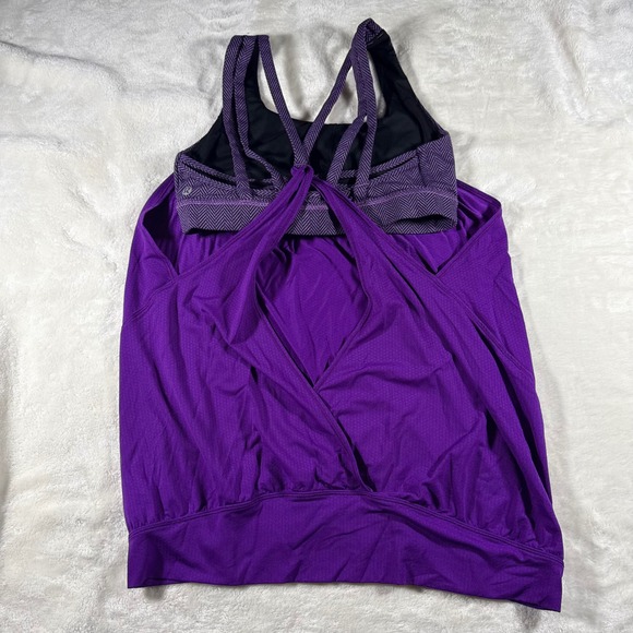 Lululemon No Limits Tank Top Purple Herringbone Built In Bra Size 8 Yoga Gym - Picture 4 of 6